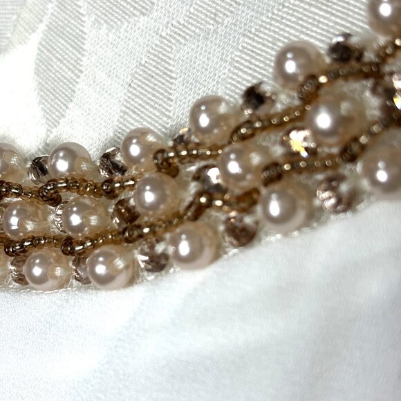 Soprano White Sheer Shell with Jeweled Neckline - Picture 3 of 8